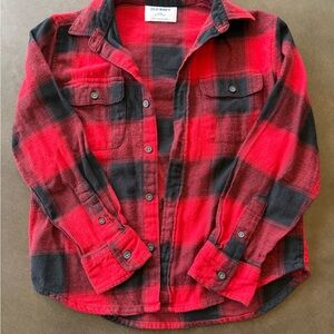 Old Navy Kids Red and Black Plaid flannel Shirt